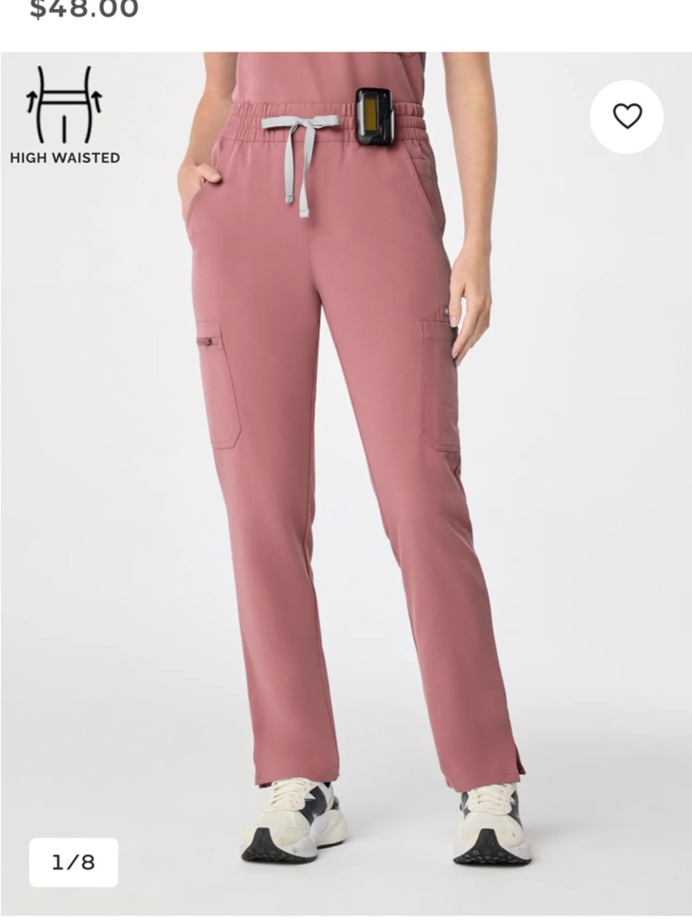 Figs High-Waisted Cargo Scrub Pants in Dusty Rose